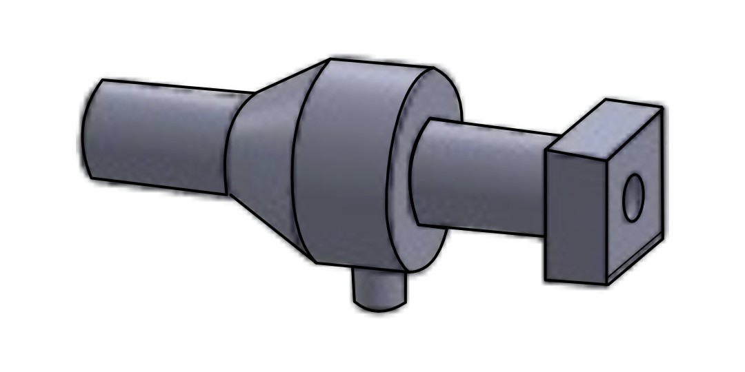 Shank structure 04 - flanged shank with angled tip